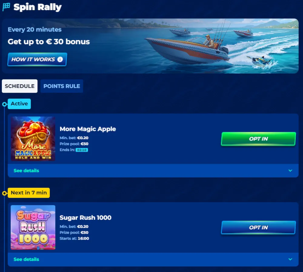 Classement de BassBet Spin Rally et statistiques récentes des gros gains.